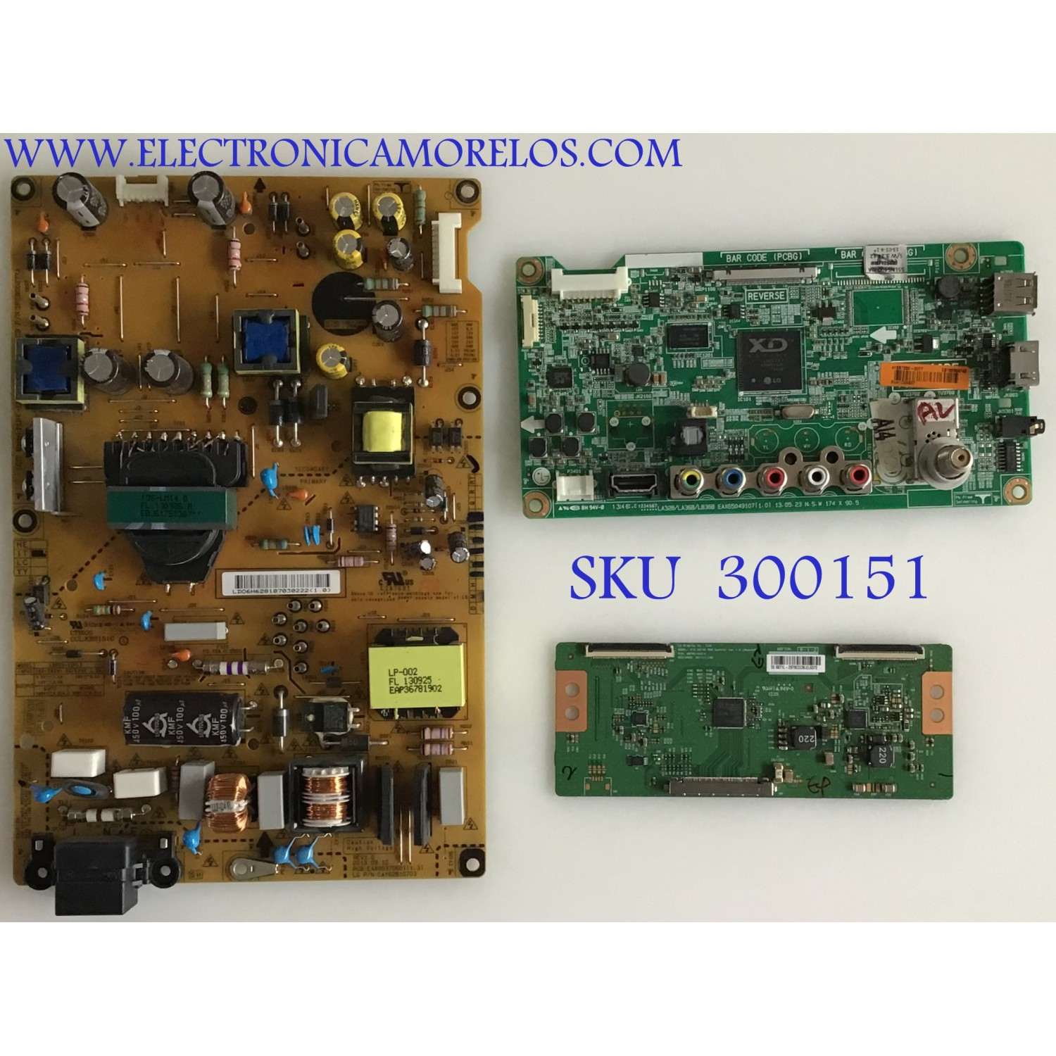 KIT DE TARJETAS PARA TV LG / MAIN EBT62359742 / EAX65049104(1.0) / FUENTE EAY62810703 / LGP55-13PL3 / T-CON 6871L-2979C / 6870C-0421A / PANEL LN54R550060V12 / MODELO 55LN5400-UA.BUSZLJR
